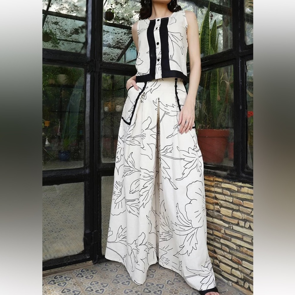 Floral Print Wide-Leg Co-ord set